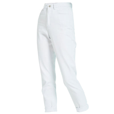Jeans Blancos de Cintura Alta y Pierna Recta para Mujer - Cómodos y Versátiles