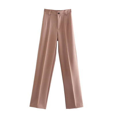 Pantalones Casuales de Cintura Alta Estilo Europeo - Corte Recto Clásico - Image 7