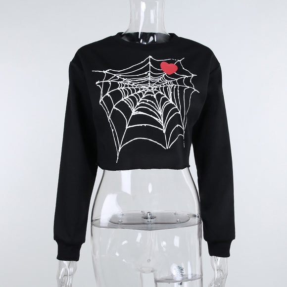 Blusa Mujer Corazón Telaraña Diseño Gótico