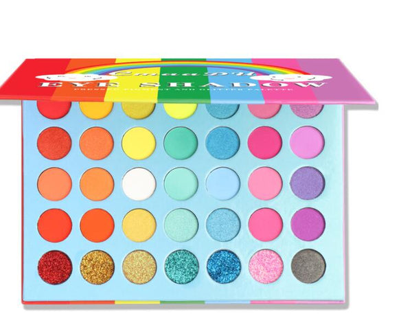 Paleta de Sombras Metalizadas Waterproof 35 Colores Rainbow Mate