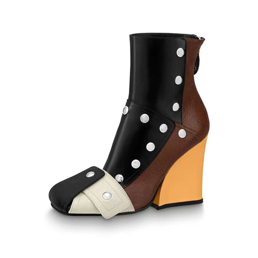 Botines Talla Grande con Tacón Cuña y Punta Cuadrada - Diseño Coordinado con Cierre - Image 5