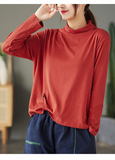 Blusa Retro de Cuello Alto con Botones y Mangas Largas para Mujer - Image 15
