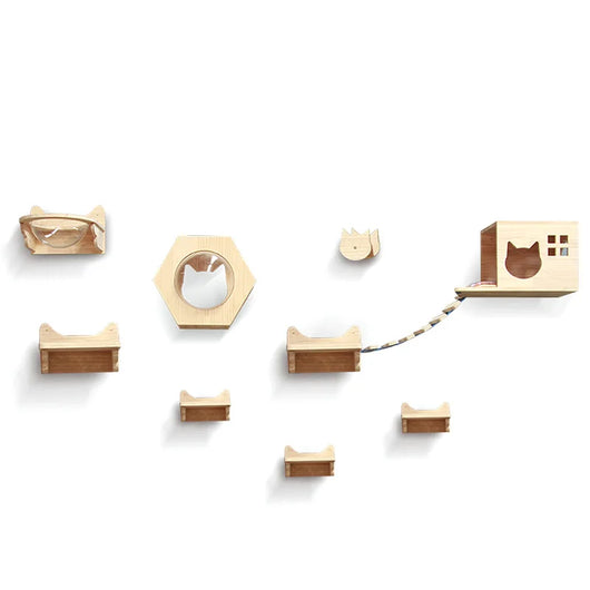 Árbol Rascador Mural para Gatos - Plataforma de Madera Sólida con Escalera - Image 25