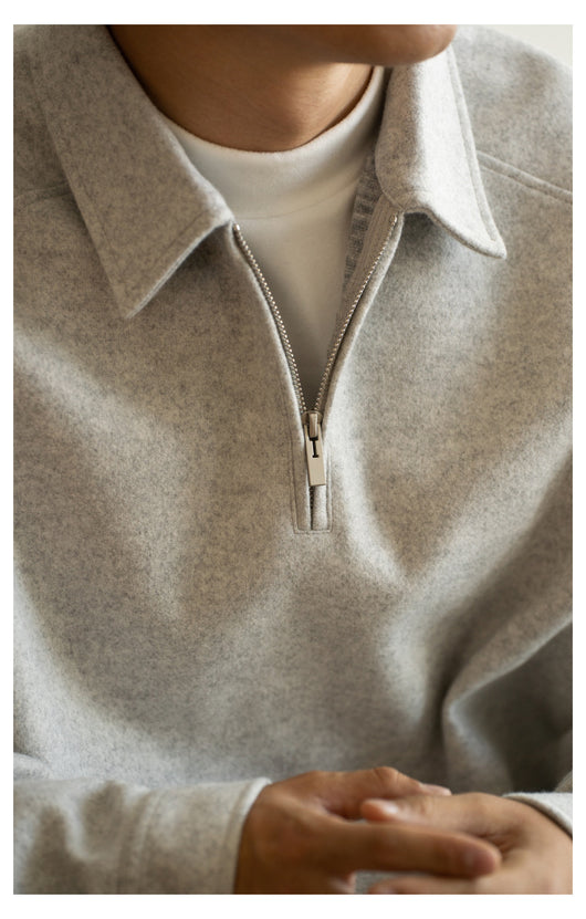 Suéter con Cierre Medio y Cuello Solapa para Hombre - Primavera Otoño - Image 15