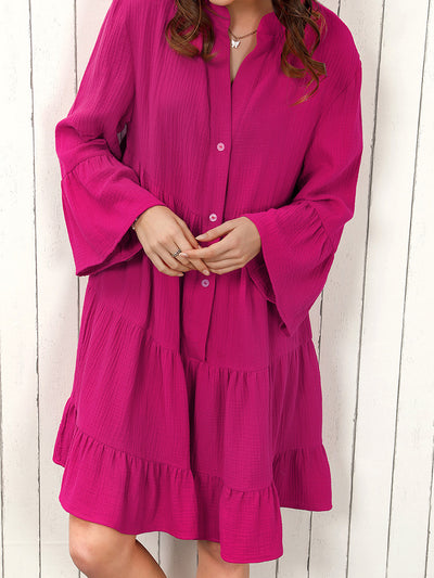 Vestido Camisero Liso Mujer Plisado Holgado y Elegante - Image 11