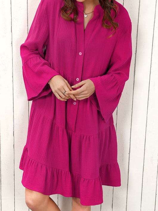 Vestido Camisero Liso Mujer Plisado Holgado y Elegante - Image 11