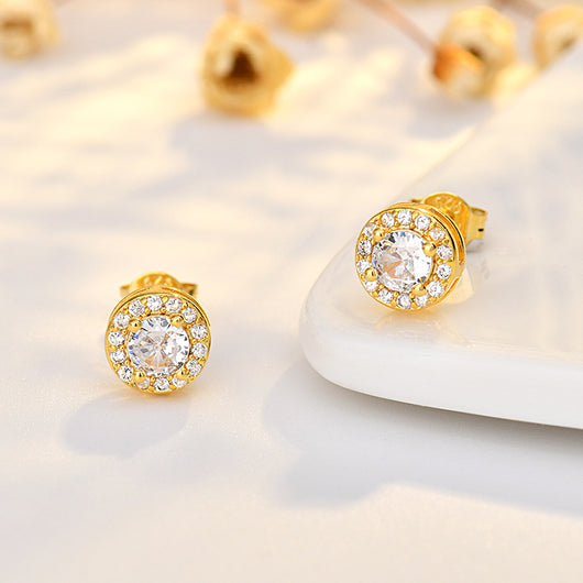 Aretes de Circonita Redonda con Montura de Cuatro Garras - Image 11