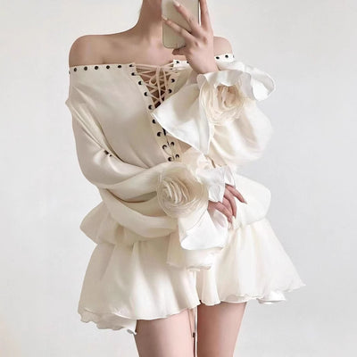 Vestido Camisero Manga Campana Suelta Largo