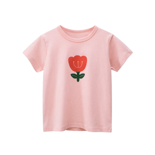 Playera Infantil con Estampado Floral de Manga Corta - Image 4