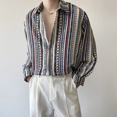 Camisa Retro Europea de Manga Larga para Vacaciones - Image 28