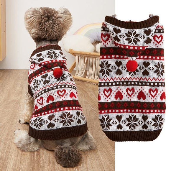 Suéter Térmico para Perro Pequeño - Diseño de Copos de Nieve y Rayas