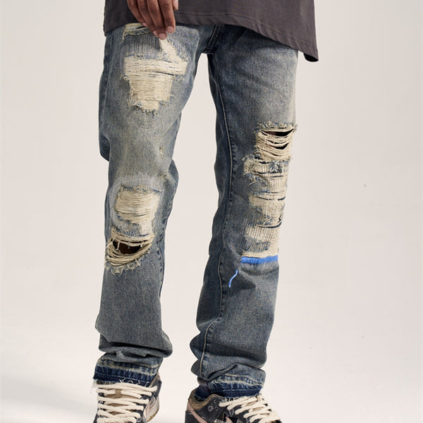Jeans Rectos Havoc Blue Line Efecto Desgastado para Hombre