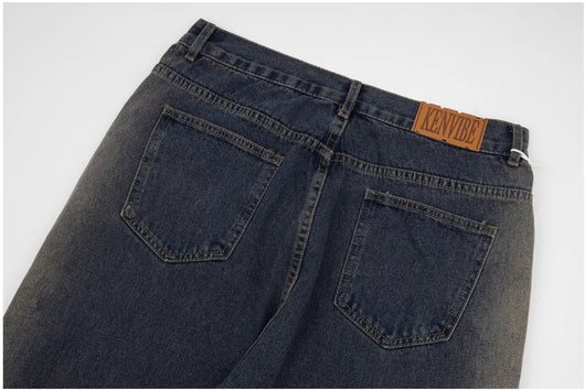 Jeans Hombre Cintura Suelta Doble Cierre Color Barro Tiro Acampanado - Image 9