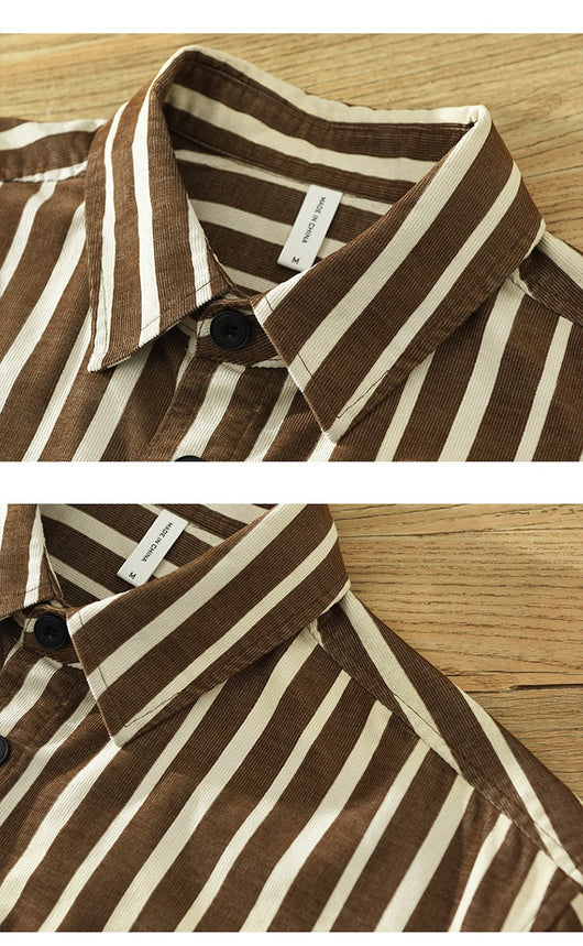 Camisa Suelta a Rayas Remodelada para Hombre Joven - Image 15