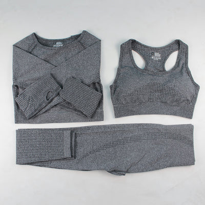 Conjunto Deportivo 3 Piezas: Top Manga Larga, Sostén y Pantalones para Yoga - Image 6