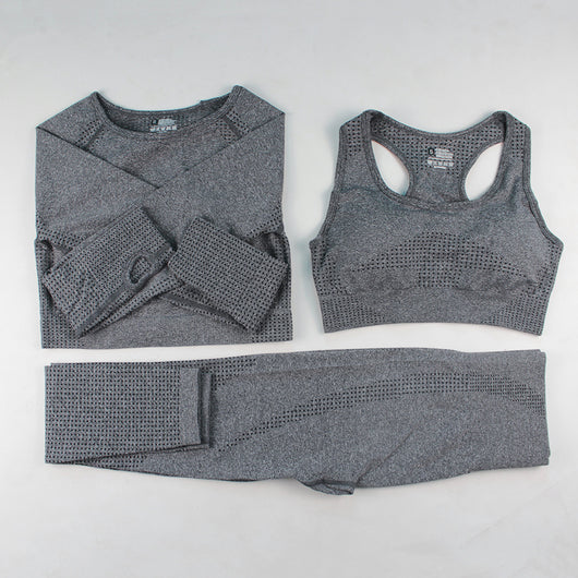 Conjunto Deportivo 3 Piezas: Top Manga Larga, Sostén y Pantalones para Yoga - Image 6