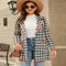 Cardigan Abrigo Cuadros Contraste con Tejido Pata de Gallo