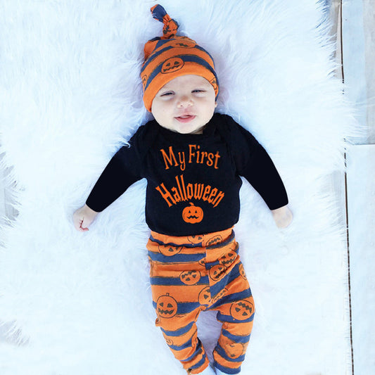 Conjunto de Tres Piezas de Algodón Infantil Temática Halloween con Alfabeto