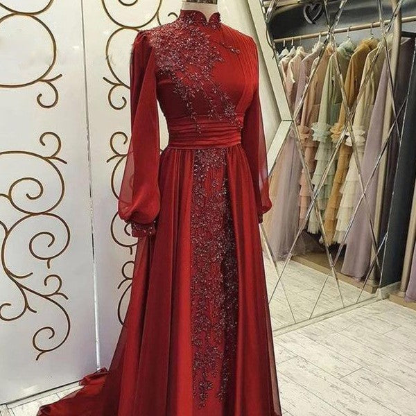 Vestido de Noche Largo Elegante con Cuello Mao