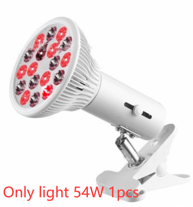 White LED physiotherapy lamp with red and infrared lights, featuring an adjustable head and a sturdy clip-on base for EU use. - Image 10