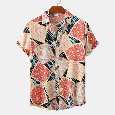 Camisa Retro Holgada de Manga Corta para Hombre Talla Grande - Image 19