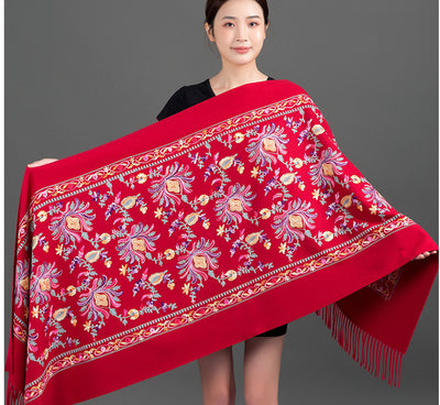 Bufanda Cashmere Tibetana Bordada Gruesa para Invierno - Image 27