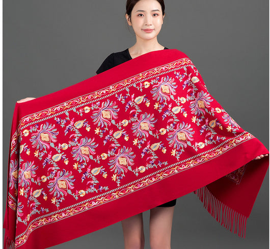 Bufanda Cashmere Tibetana Bordada Gruesa para Invierno - Image 27