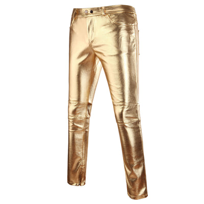 Pantalones Casuales Bronce Brillante con Efecto Metalizado - Image 17