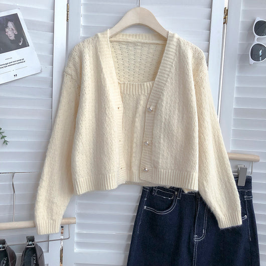 Cardigan Suelto Escote V Manga Larga Ligero con Chaleco Desmontable - Image 18