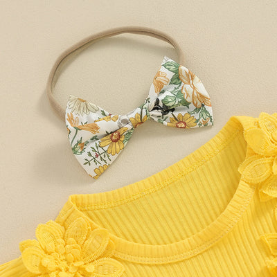 Jumpsuit Infantil con Volantes Florales y Moño - Image 11