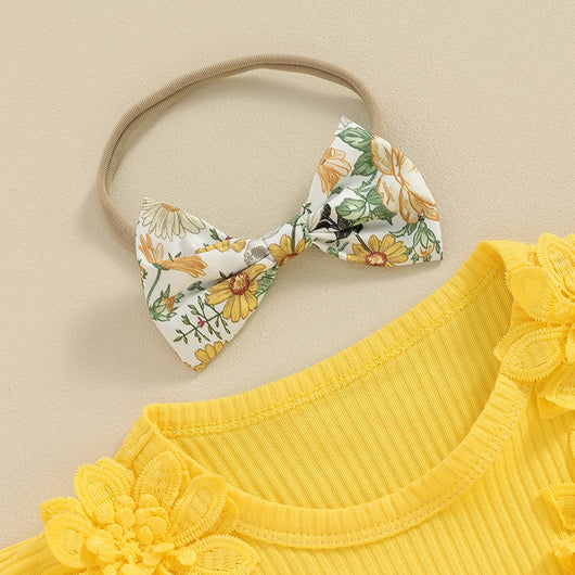 Jumpsuit Infantil con Volantes Florales y Moño - Image 11