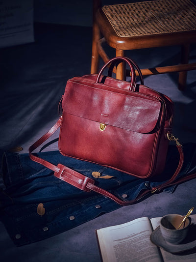 Cartera de Cuero Curtido al Natural con Múltiples Compartimentos para Hombre - Image 16