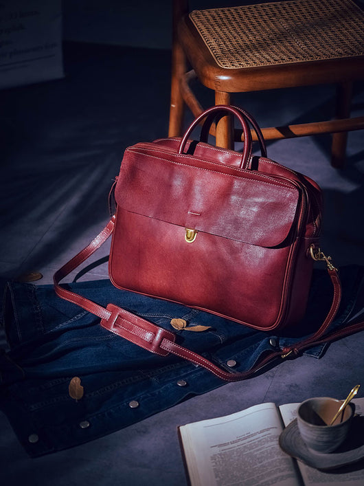 Cartera de Cuero Curtido al Natural con Múltiples Compartimentos para Hombre - Image 16
