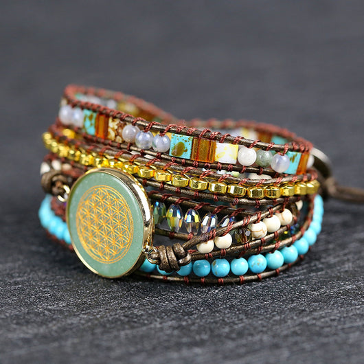 Pulsera de Cuero Tejida a Mano - Diseño Multicapa Artesanal - Image 2