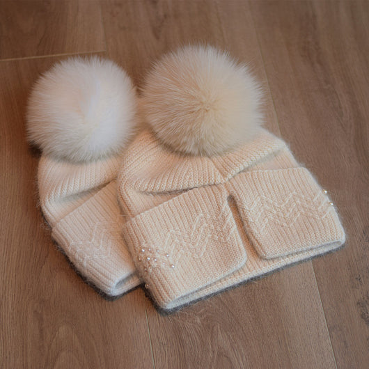Gorro Tejido Infantil con Pompón de Pelaje de Zorro - Image 6
