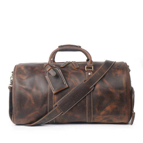 Bolsa de Viaje Cuero Vintage Crazy Horse - Equipaje Deportivo Versátil