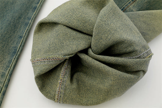 Pantalones Denim Harlan Patchwork Azul y Amarillo Desteñido - Image 11