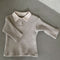 Camisa Infantil Estilo Coreano con Cuello Solapa y Rayas Hundidas