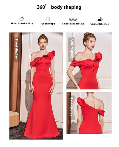 Vestido Largo Elegante con Hombros Inclinados Efecto Adelgazante - Image 16