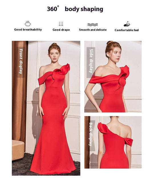 Vestido Largo Elegante con Hombros Inclinados Efecto Adelgazante - Image 16