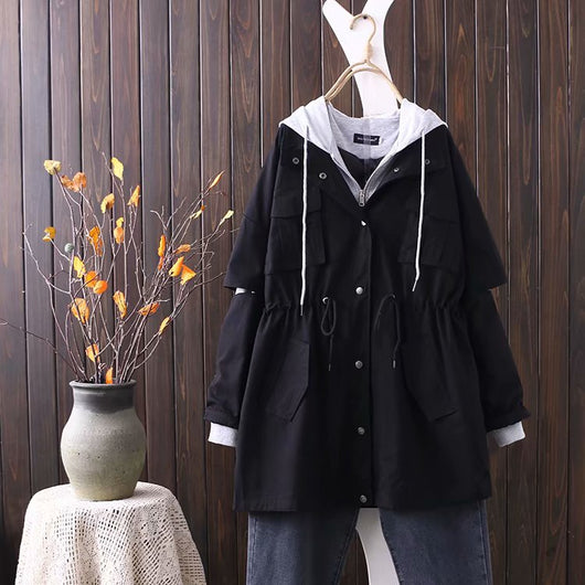 Chaqueta Cortavientos Falsa Dos Piezas con Cordón Ajustable - Image 3