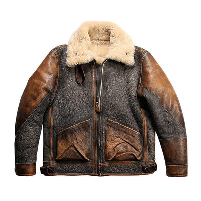 Abrigo de Cuero Gamuza con Solapa y Combinación de Colores para Hombre - Image 6