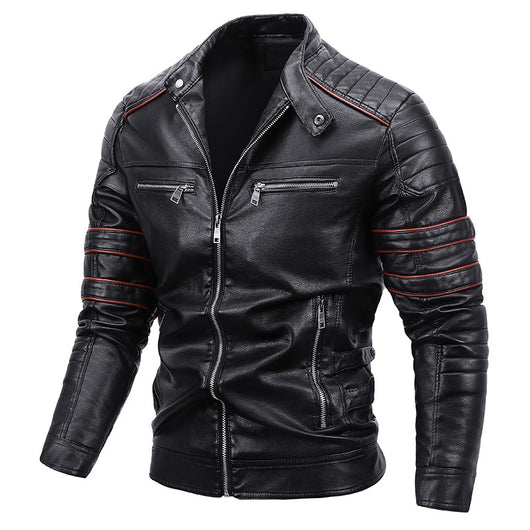 Chaqueta de Cuero para Motocicleta con Forro de Terciopelo Talla Grande