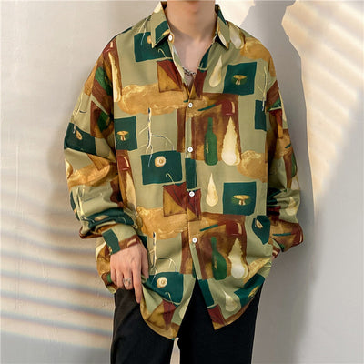 Camisa Floral Retro Holgada de Manga Larga para Hombre - Image 3