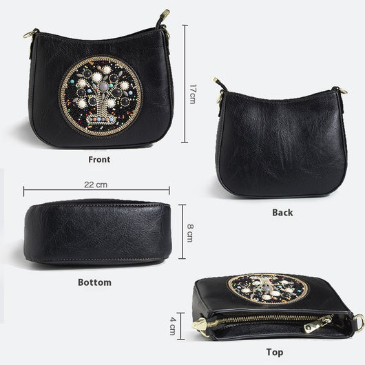 Bolsa Tote Étnica de Turquesa con Cuentas - Diseño Cruzado y Hombro - Image 9