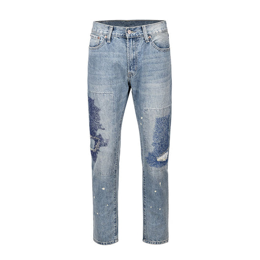 Jeans Lavados con Costuras de Tinta Splash - Diseño Trendy - Image 2