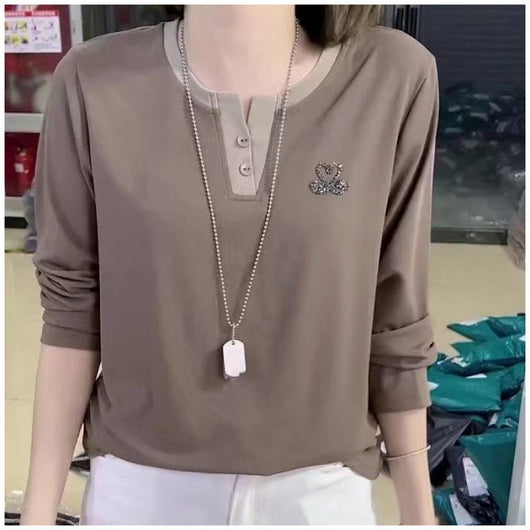Blusa Casual para Mujer con Cuello V y Detalles de Strass - Image 8