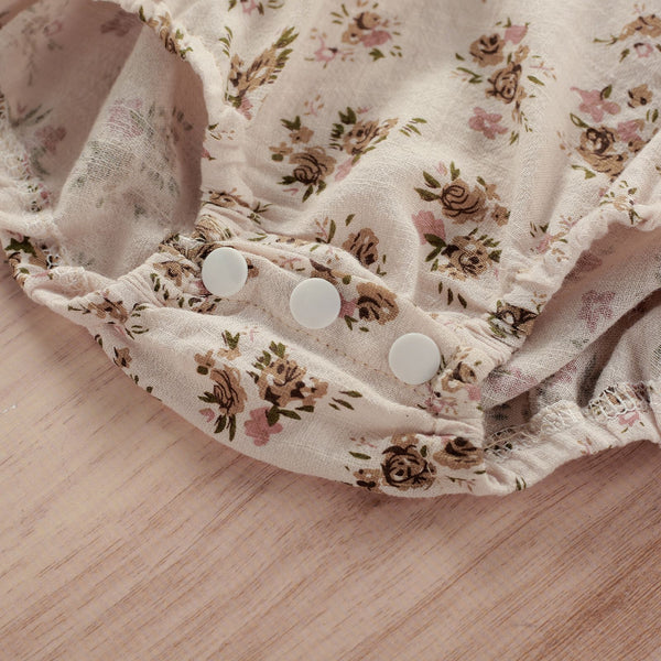 Enterizo de Algodón para Niña con Estampado Floral - Manga Corta Verano