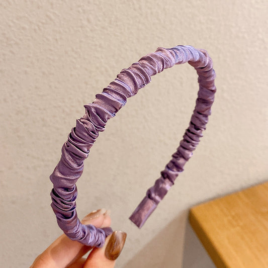 Diadema de Satén Plisada Color Liso - Accesorio Versátil para Mujer - Image 2
