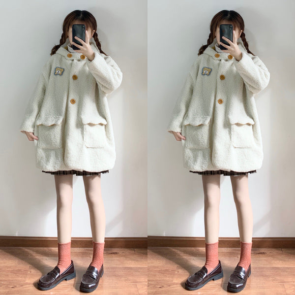 Abrigo de Lana de Cordero y Algodón para Mujer - Perfecto para Otoño e Invierno
